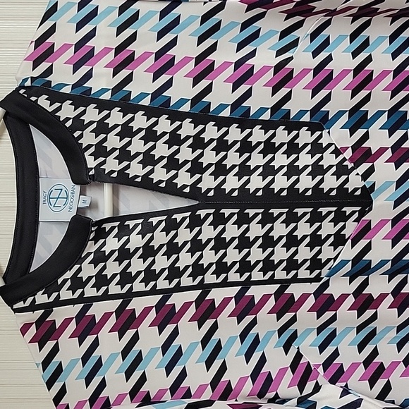 Tracy Negoshian, women's Black and White Houndstooth Brenda Dress Medium NWT - Picture 2 of 7